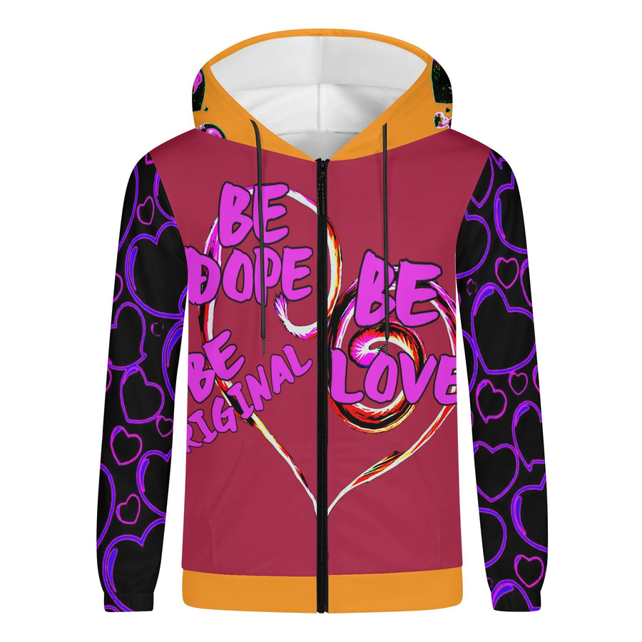 BE DOPE! BE ORIGINAL! BE LOVE - PEACH BURG PINK - LIGHTWEIGHT ZIP HOODIE