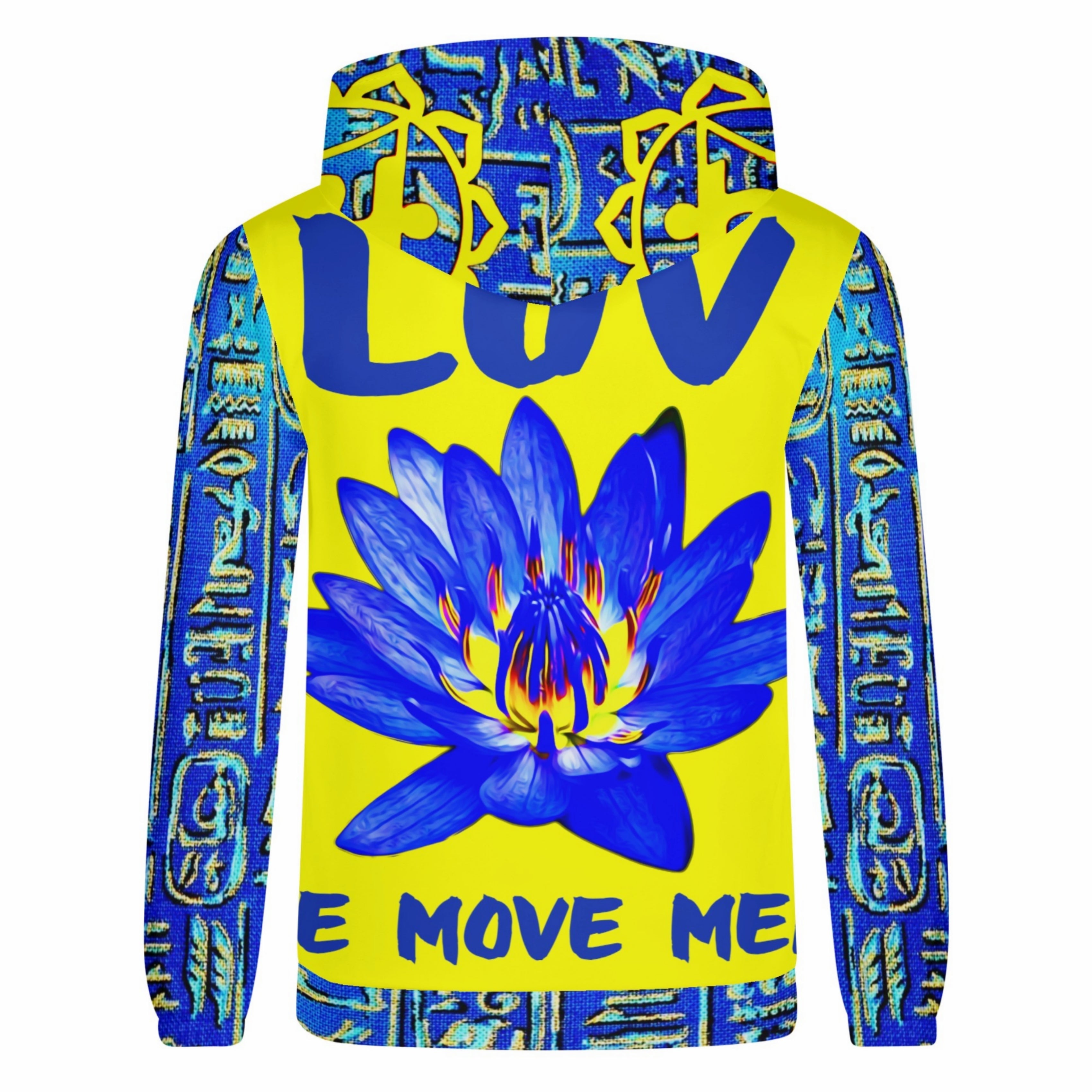 LOVE ABSTRACT - SOLAR YALLOW BLU - LIGHTWEIGHT ZIP HOODIE