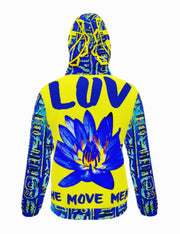 LOVE ABSTRACT - SOLAR YALLOW BLU - LIGHTWEIGHT ZIP HOODIE