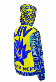 LOVE ABSTRACT - SOLAR YALLOW BLU - LIGHTWEIGHT ZIP HOODIE