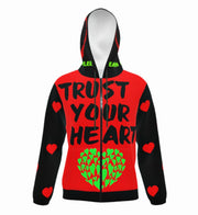 TRUST YOUR HEART - RED BLACK GREEN - LIGHTWEIGHT ZIP HOODIE