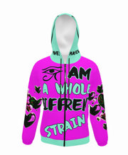 EYE AM A WHOLE DIFFRENT STRAIN - PINK AQUA - LIGHTWEIGHT ZIP HOODIE