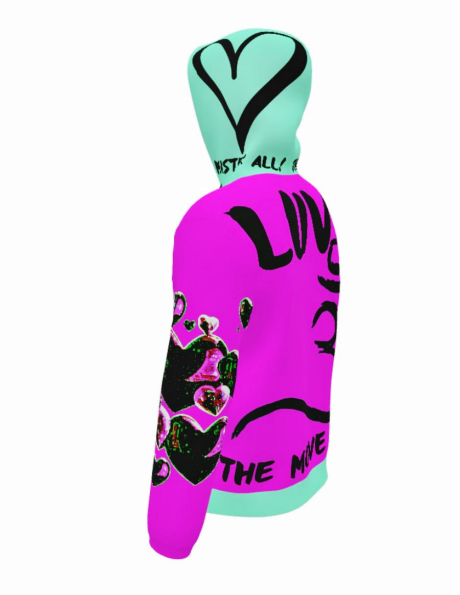 EYE AM A WHOLE DIFFRENT STRAIN - PINK AQUA - LIGHTWEIGHT ZIP HOODIE