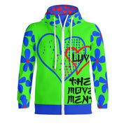 LOVE IS SPIRITUAL TECHNOLOGY - BLU LIME  - LIGHTWEIGHT ZIP HOODIE