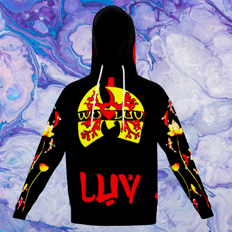 WU LUV - LOTUS COLLECTION - BLACK UNIVERSE & YELLOW SUN - UNISEX RELAXED FIT HOODIE