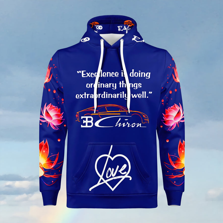 BUGATTI LUV - LOTUS COLLECTION - MIDNIGHT BLUE & ORANGE SUNKISS - UNISEX RELAXED FIT HOODIE