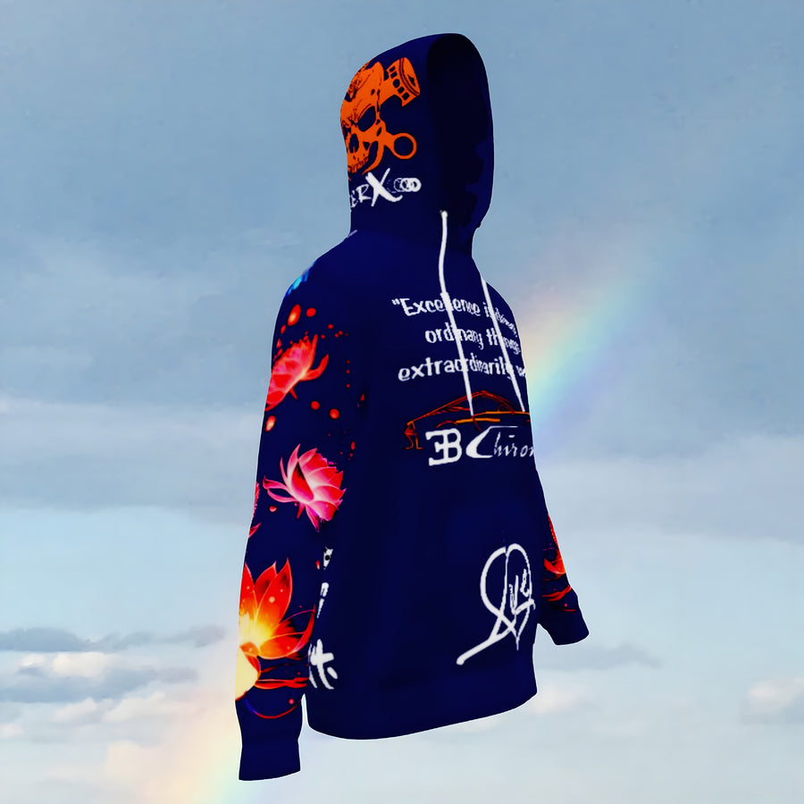 BUGATTI LUV - LOTUS COLLECTION - MIDNIGHT BLUE & ORANGE SUNKISS - UNISEX RELAXED FIT HOODIE