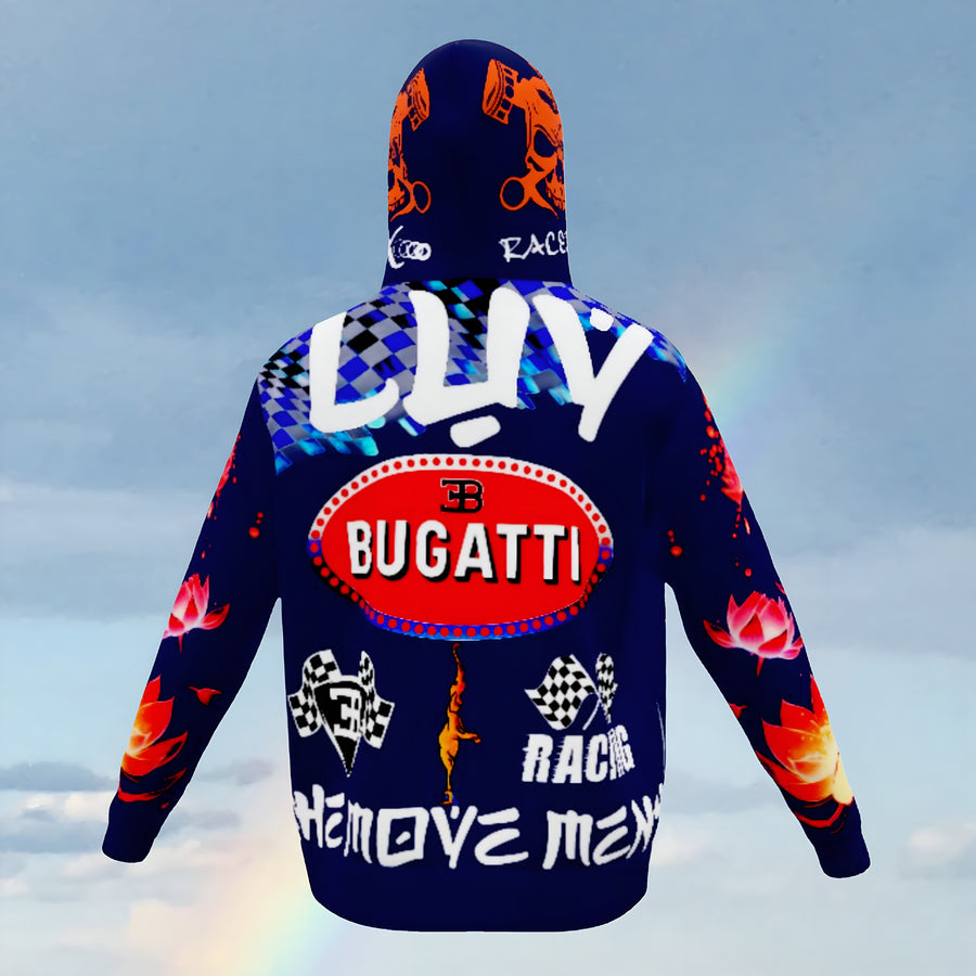 BUGATTI LUV - LOTUS COLLECTION - MIDNIGHT BLUE & ORANGE SUNKISS - UNISEX RELAXED FIT HOODIE