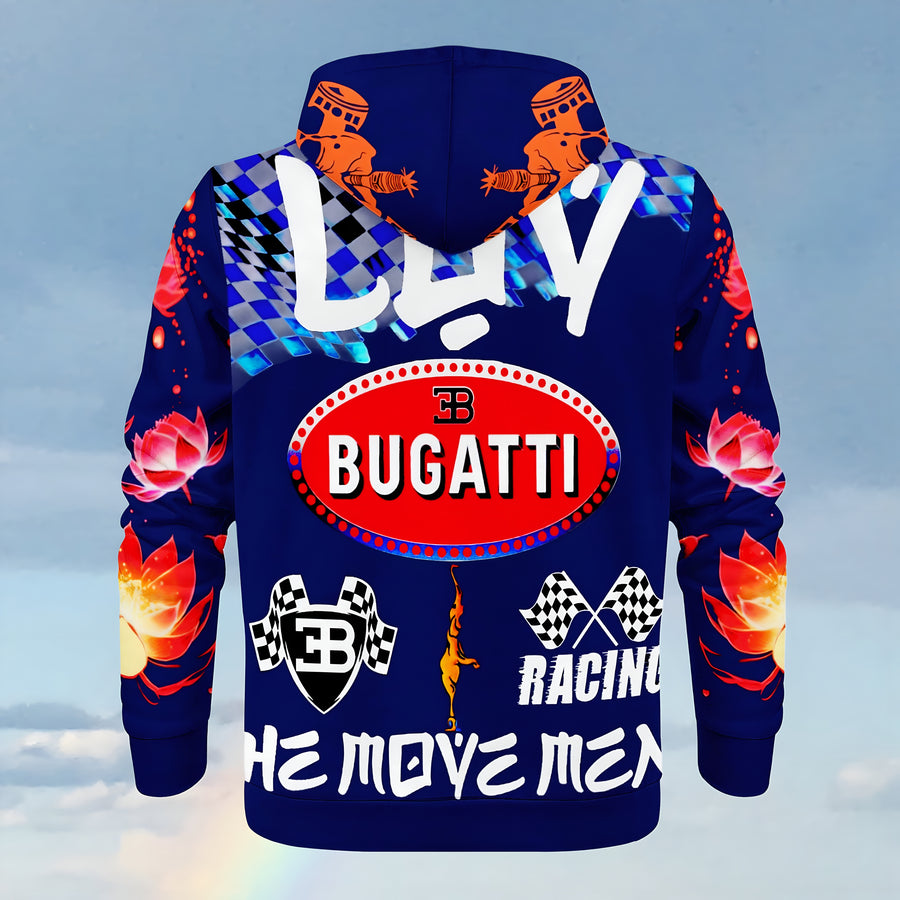 BUGATTI LUV - LOTUS COLLECTION - MIDNIGHT BLUE & ORANGE SUNKISS - UNISEX RELAXED FIT HOODIE